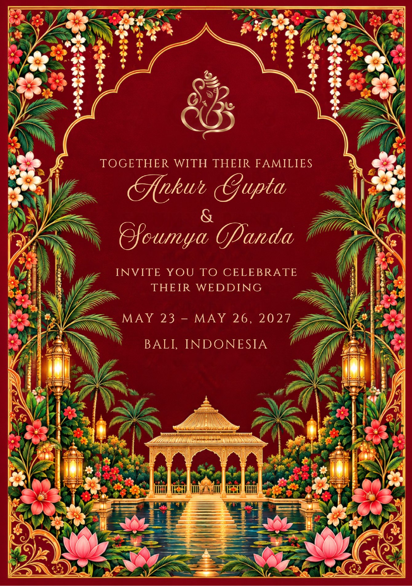 Wedding invitation from Ankur Gupta and Soumya Panda