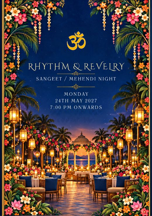 Rhythm and Revelry sangeet card