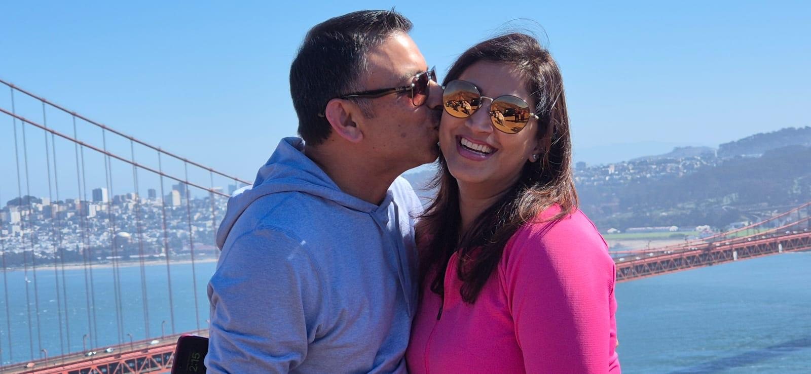 Ankur and Soumya at the Golden Gate Bridge