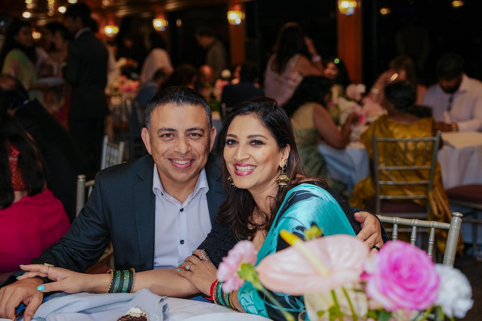 Ankur and Soumya at a wedding reception